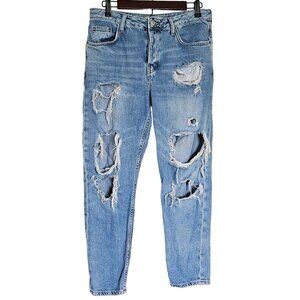 Topshop + MOTO Hayden Distressed Boyfriend Jeans - Womens 28 - Button Fly
